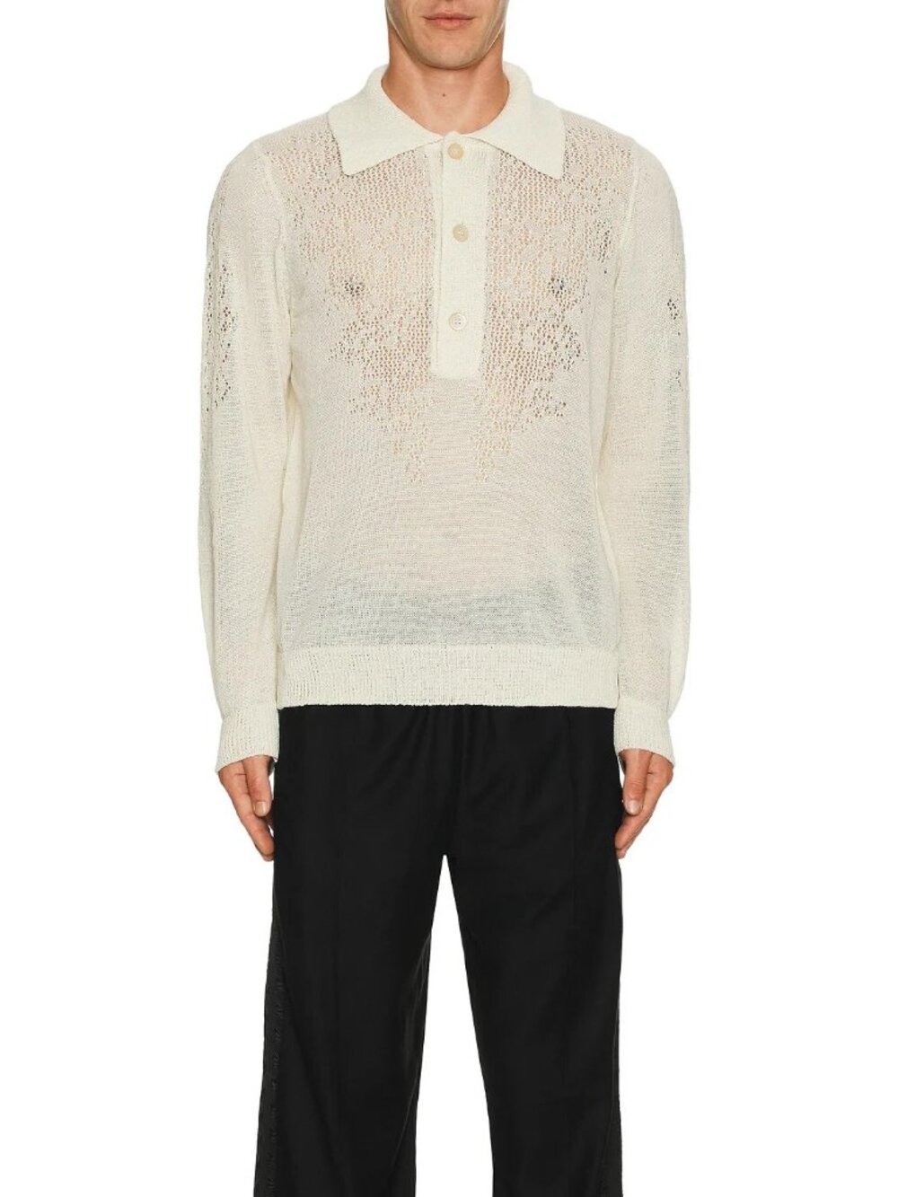 Our Legacy Big Piquet Sweater White Floral Pointille
